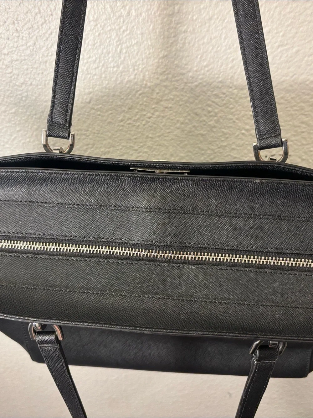 Michael Kors Black Tote with Gold Plate